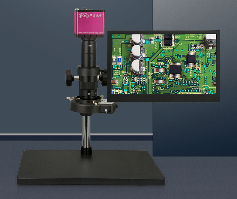 EOC华显光学500万高清视频视屏显微镜HDMI成像存储测量拍照工业显微镜