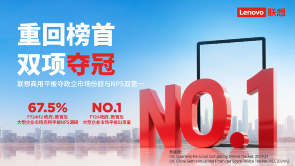 從市場領先到用戶首選：聯想商用平板贏得政企市場雙第一
