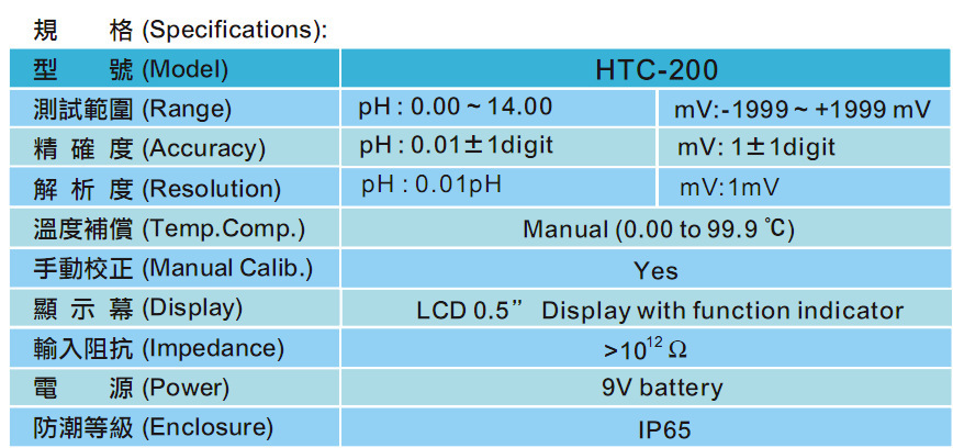 台湾合泰HOTEC酸碱度计PH计HTC-200